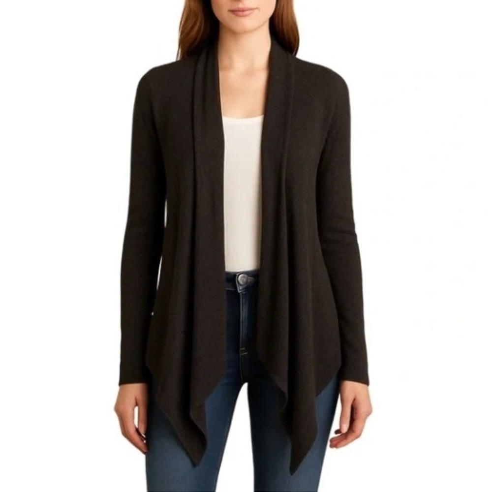 Barefoot Dreams Sweater Dark Grey S/M Cozy Chic Lite Cardigan Waterfall Duster